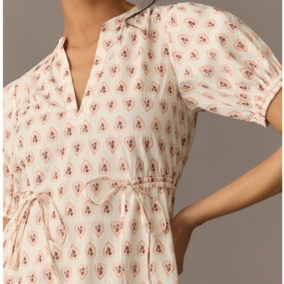 NWOT By Anthropologie Printed Puff-Sleeve Dress SIZE S - Picture 3 of 4